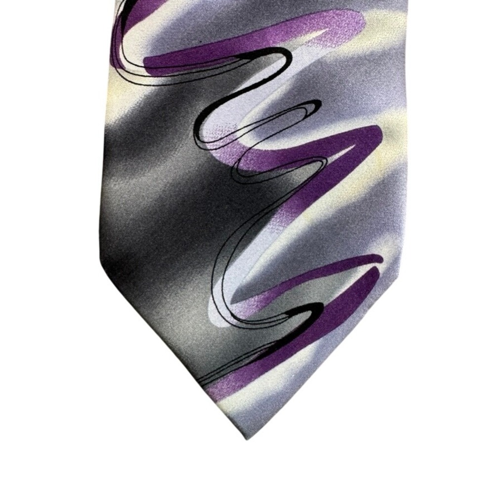 J. Garcia Floating Planes Collection 52 Silk Tie Grey Purple Abstract Art Mens